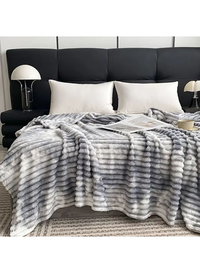 Tie Dye Milk Blanket Soft Plush All Season Bedspread Throw Machine Washable Cold Air Gray - Image 2